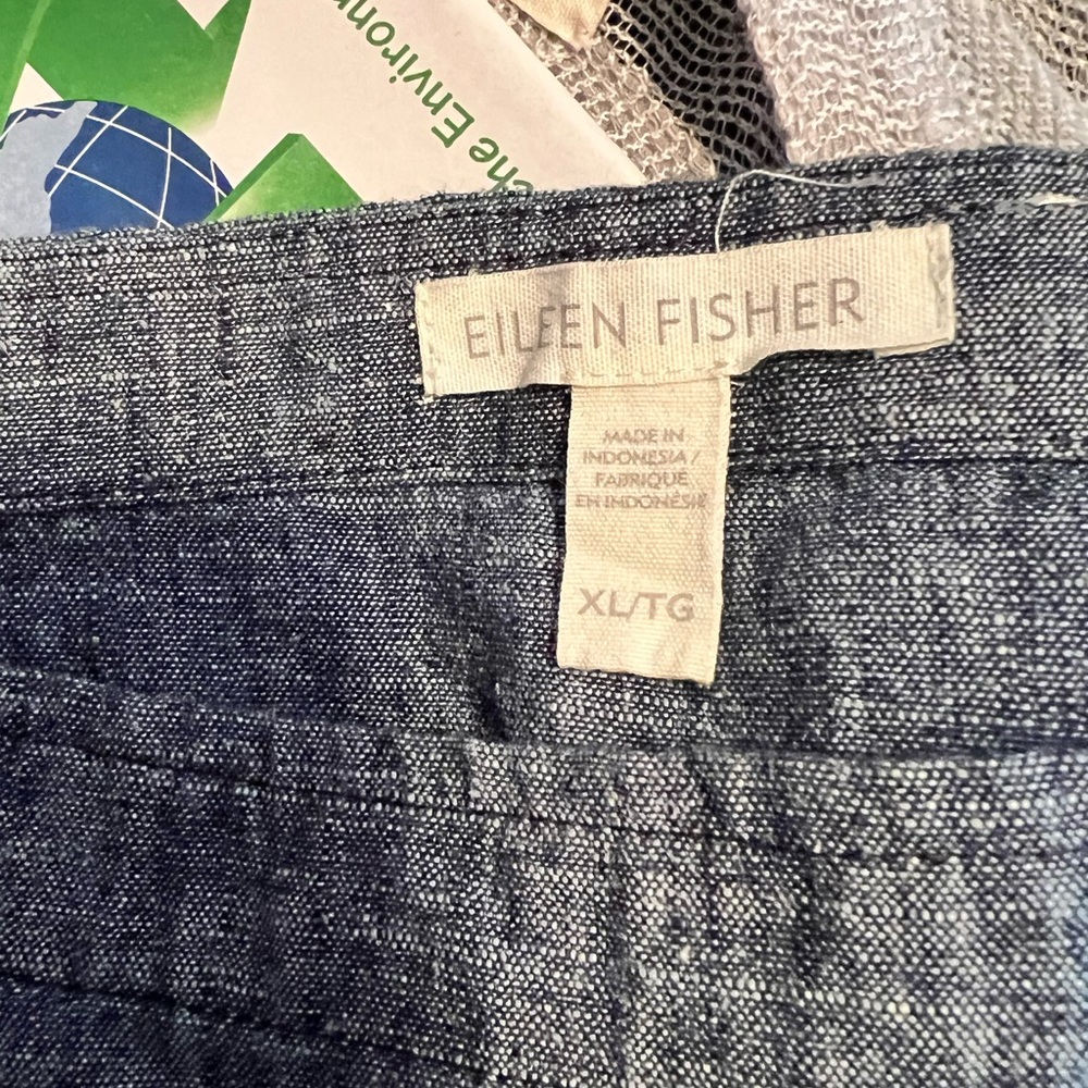 Eileen Fisher Navy Textured Trousers